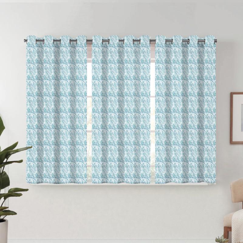 Buy Geralda Semi Blackout Curtain (Blue) - Set Of Three Curtains from Vaaree