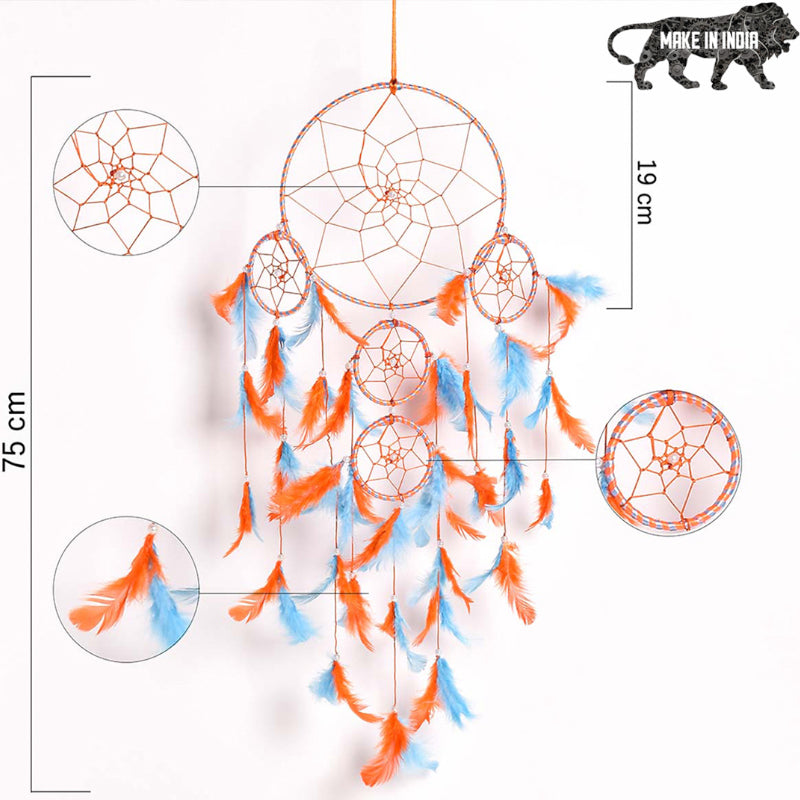 Windchimes & Dreamcatchers - Zen Energy Dreamcatcher - Orange & Light Blue