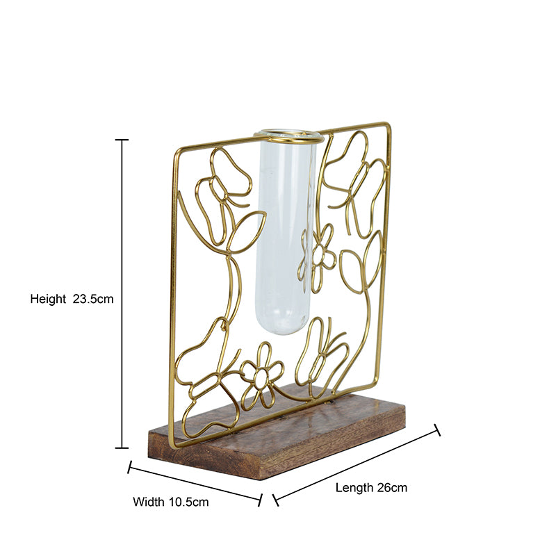 Vase - Floro Bask Test Tube Planter - Golden