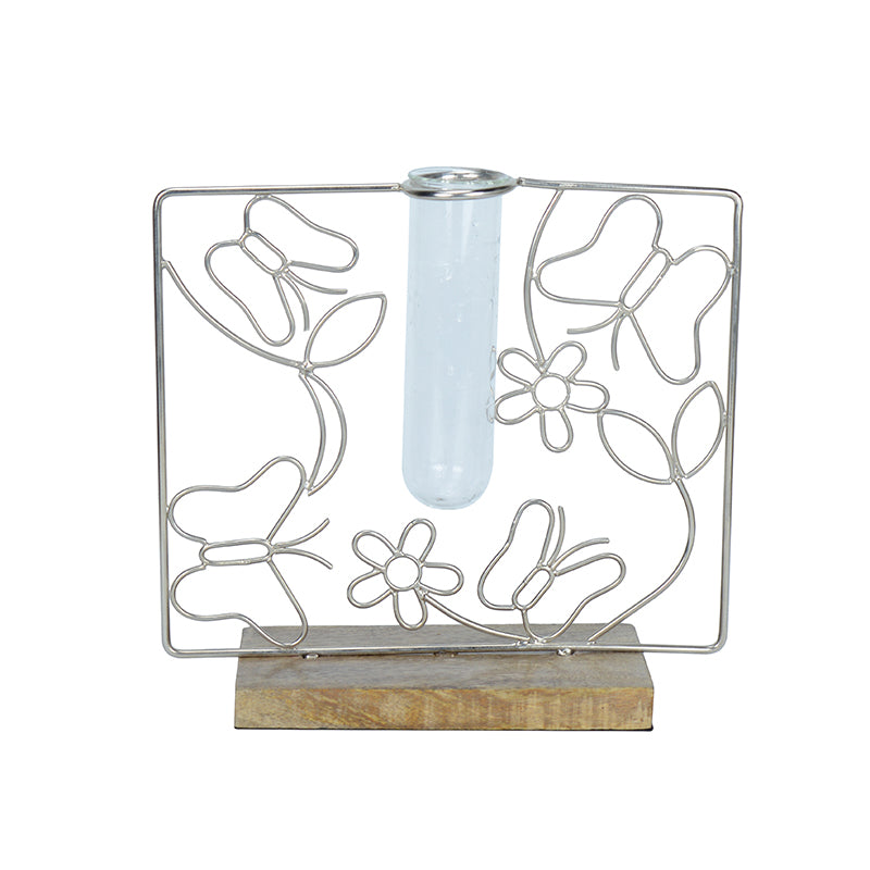 Vase - Floro Bask Test Tube Planter - Silver