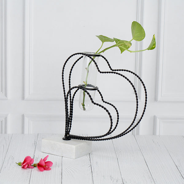 Vase - Crossed Hearts Planter - Black