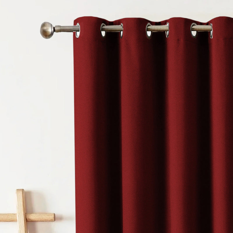 Curtains - Dwina Solid Blackout Curtain - Red