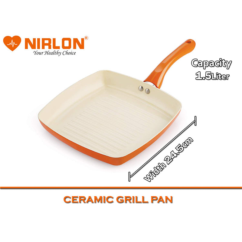 Buy Nirlon Orange Grill Pan - 1500 ML/9 Inches Grill Pan from Vaaree