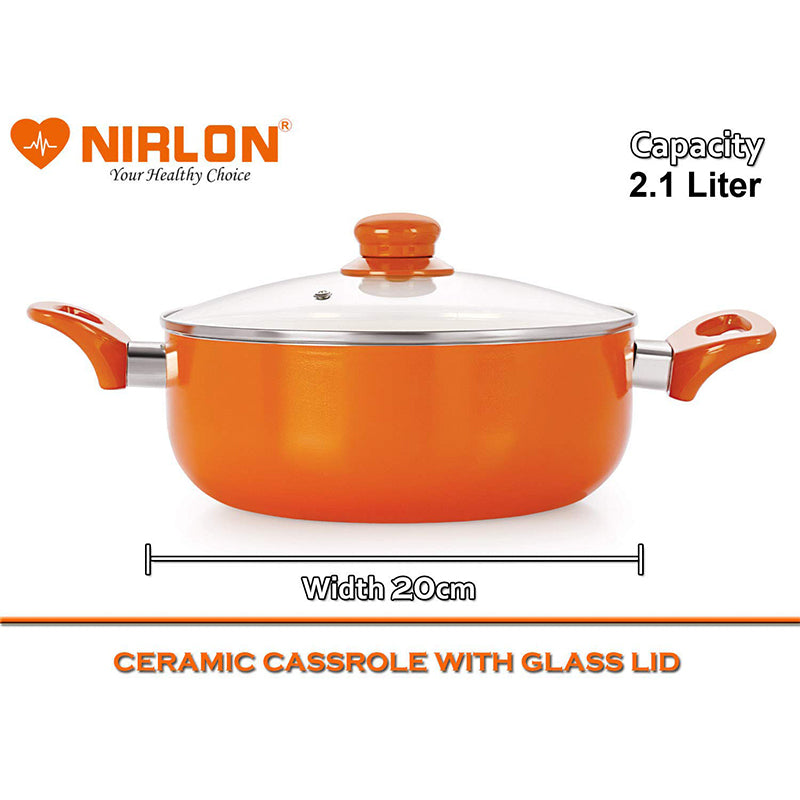 Buy Nirlon Orange Non Stick Cooking Pot With Lid - 2100 ML/8 Inches Cooking Pot from Vaaree