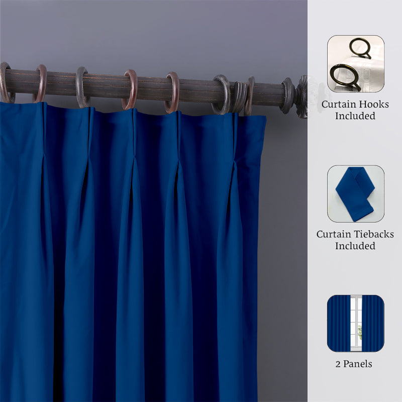 Buy Imora Double Pinch Pleat Medium Width Curtain - Royal Blue Curtains from Vaaree