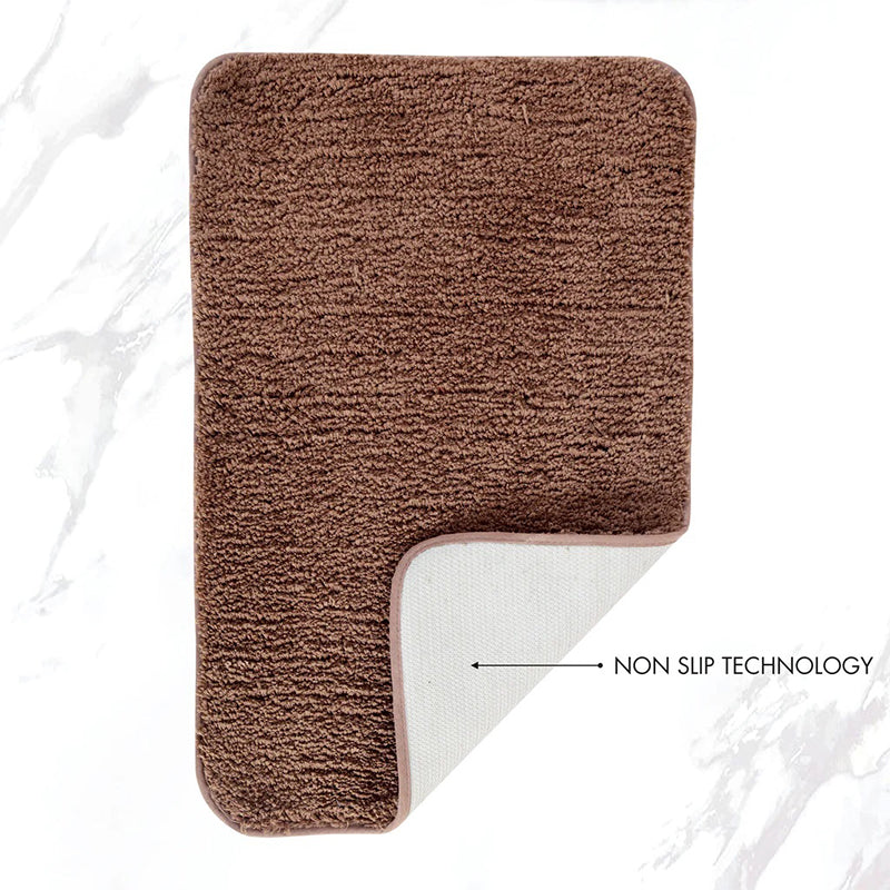 Buy Helen Anti Skid Bath Mat & Contour Mat (Brown) - Two Piece Set Bath Mats from Vaaree