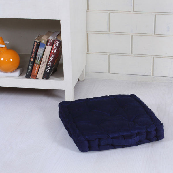 Floor Cushions - Roe Velvet Floor Cushion - Navy Blue