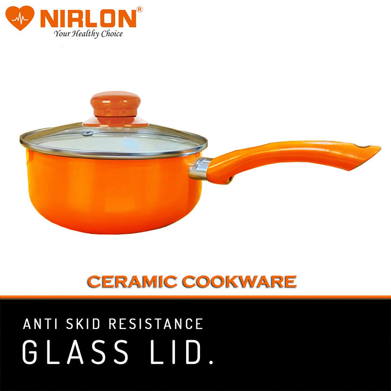 Buy Nirlon Orange Saucepan With Lid - 2200 ML/7 Inches Saucepan from Vaaree