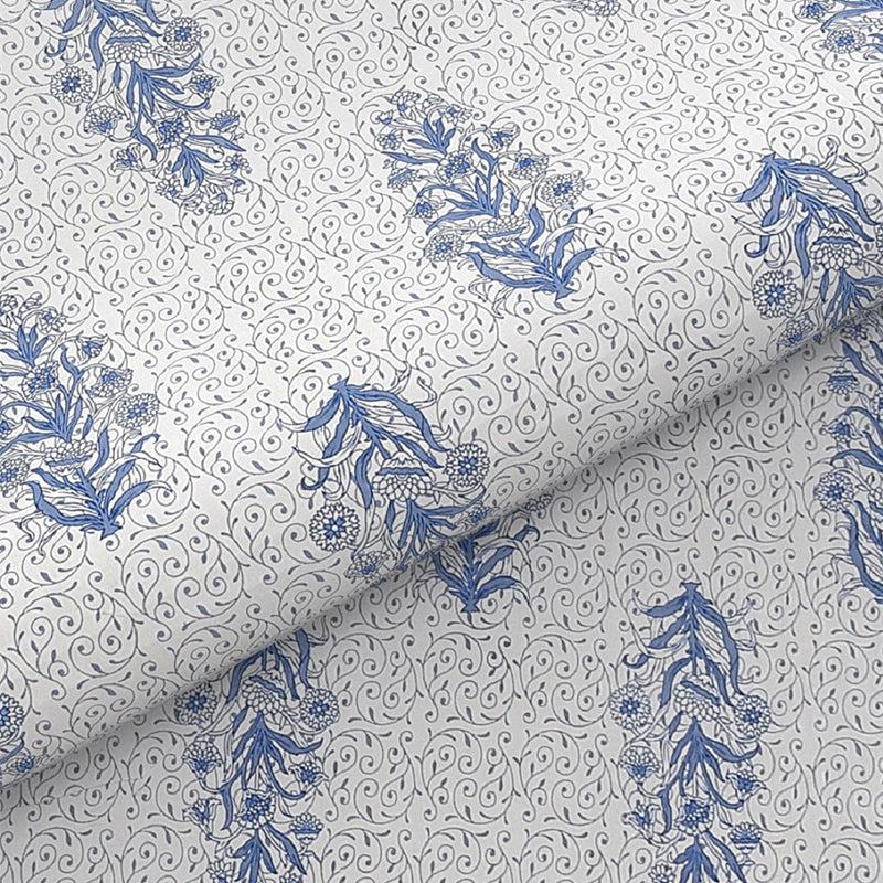 Buy Paari Ethnic Bedsheet - White & Blue Bedsheets from Vaaree