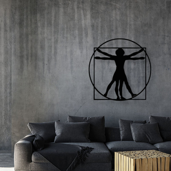 Wall Accents - The Vitruvian Man Black Wall Art