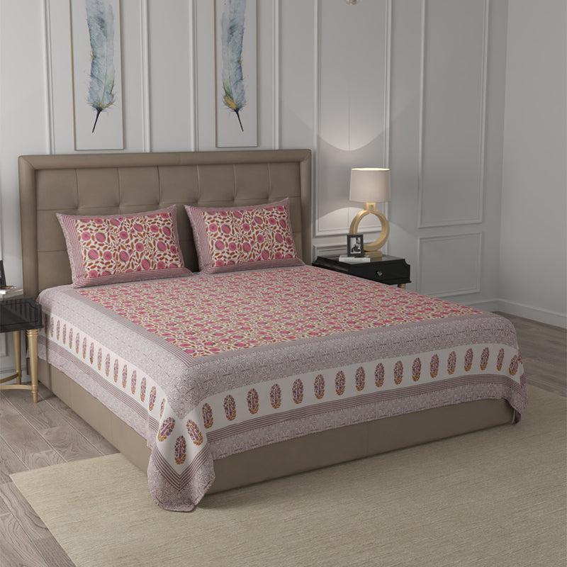 Bedsheets - Kavin Floral Bedsheet - Pink