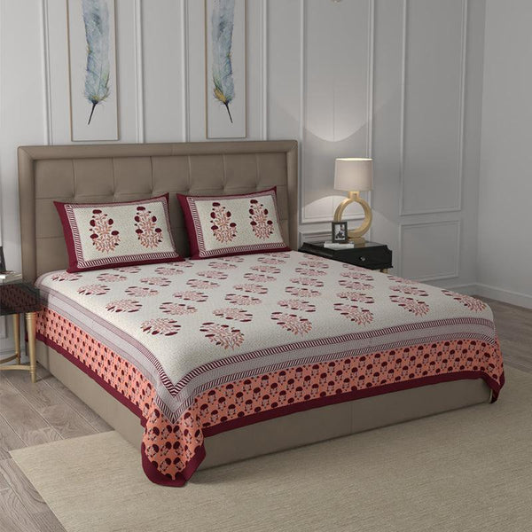 Buy Arasi Ethnic Bedsheet - Beige & Marron Bedsheets from Vaaree