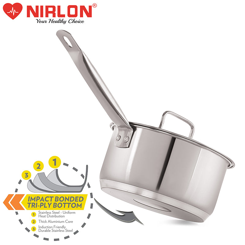 Buy Nirlon Steel Saucepan With Lid - 2300 ML/7 Inches Saucepan from Vaaree