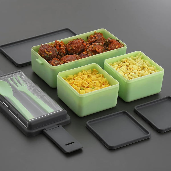 Disto Kids Lunch Box (1400 ML) - Green & Grey