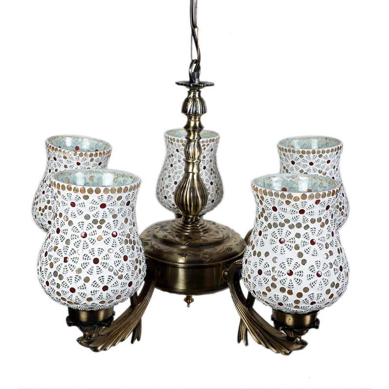 Ceiling Lamp - Dinara Vistara Mosaic Golden Antique Chandelier