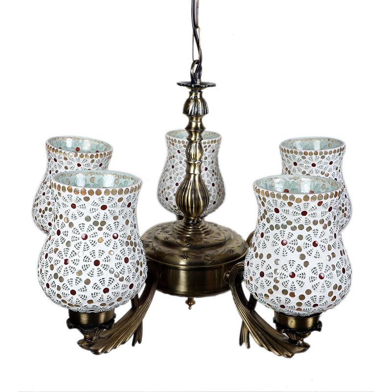 Buy Dinara Vistara Mosaic Golden Antique Chandelier Ceiling Lamp from Vaaree