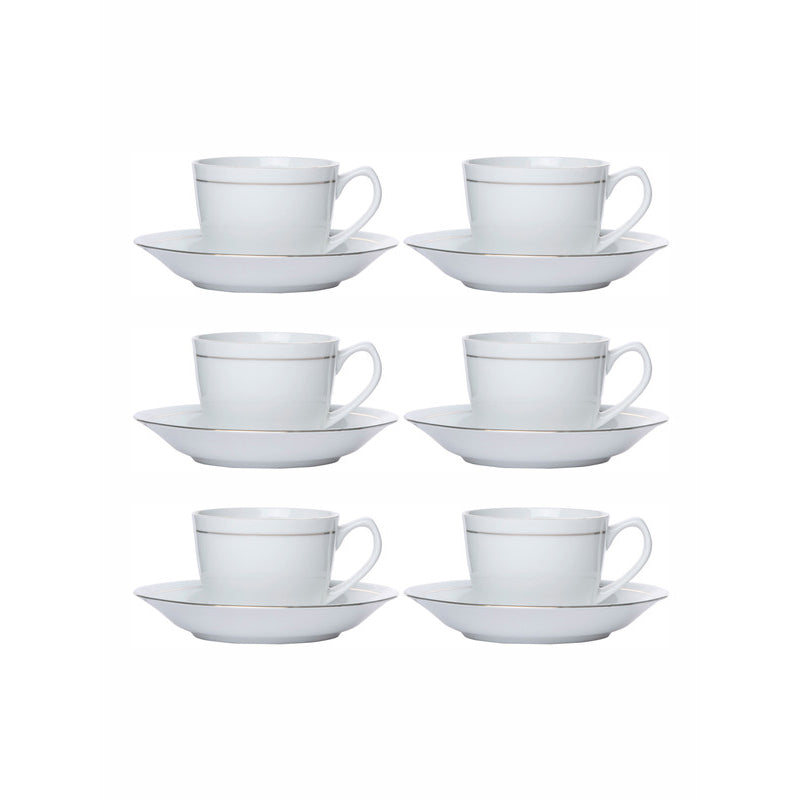 Tea Cup & Saucer - Oren Goldline Cup & Saucer (140 ML) - 12 Piece Set