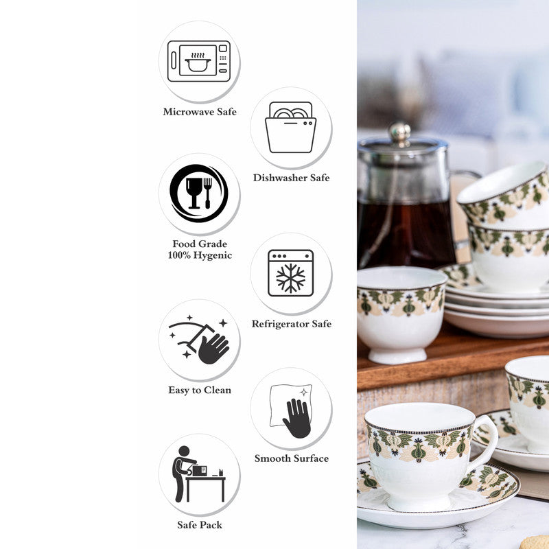 Tea Sets & Tea Pots - Nysa Ethnic Cup & Saucer Set (170 ML) - Twelve Piece Set