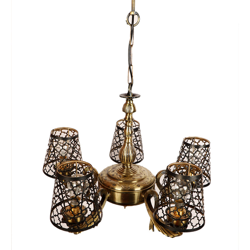 Ceiling Lamp - Enva Etched Vistara Golden Antique Chandelier