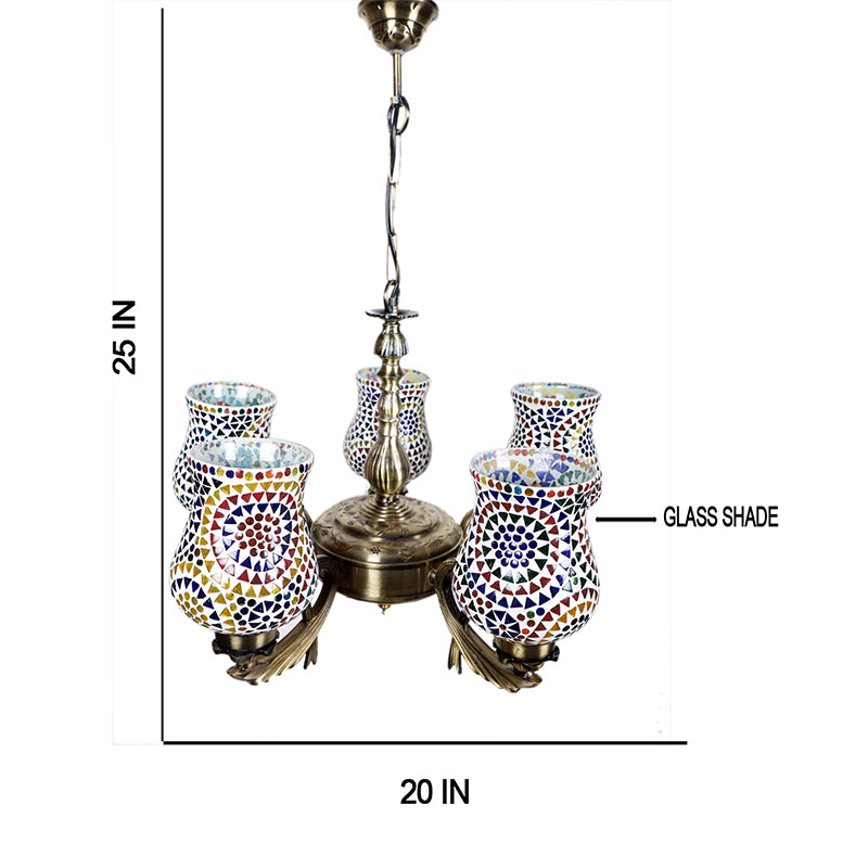 Ceiling Lamp - Elva Vistara Mosaic Golden Antique Chandelier