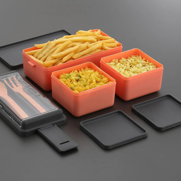 Disto Kids Lunch Box (1400 ML) - Orange & Grey