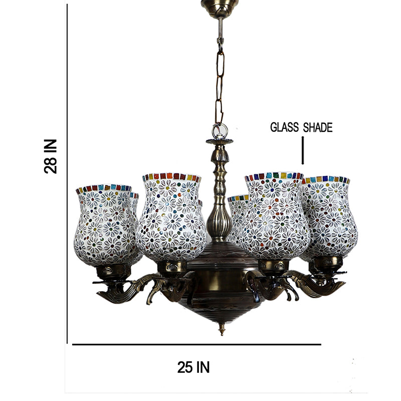 Buy Ervo Vilona Mosaic Golden Antique Chandelier Ceiling Lamp from Vaaree