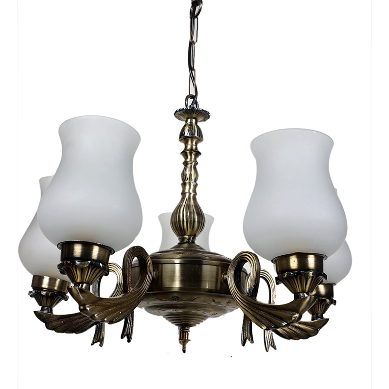 Buy Milky Vistara Mosaic Golden Antique Chandelier Ceiling Lamp from Vaaree