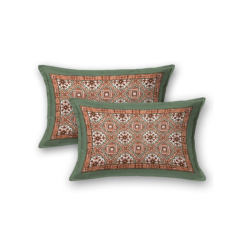 Buy Ima Ethnic Bedsheet - Green & Brown Bedsheets from Vaaree