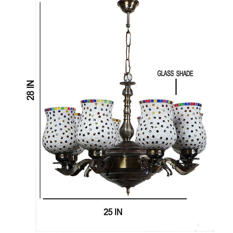 Buy Ekta Vilona Mosaic Golden Antique Chandelier Ceiling Lamp from Vaaree