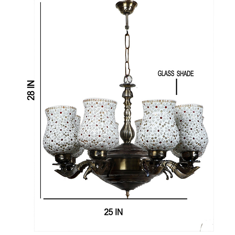 Buy Dinara Vilona Mosaic Golden Antique Chandelier Ceiling Lamp from Vaaree