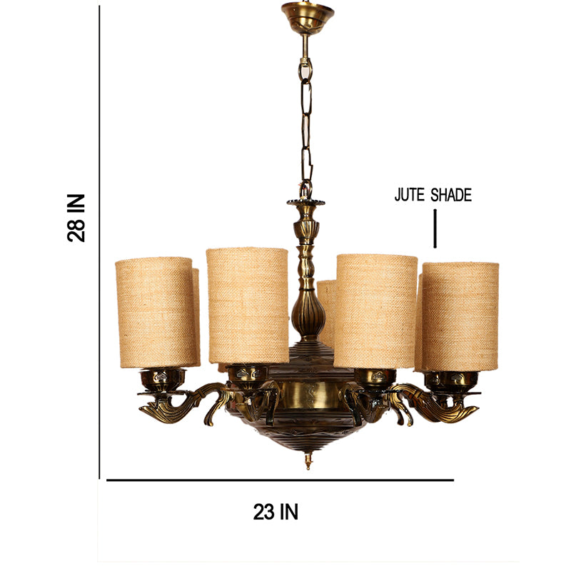 Buy Vilona Cylindrical Chandelier- Beige Ceiling Lamp from Vaaree