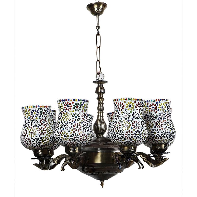 Buy Omra Vilona Mosaic Golden Antique Chandelier Ceiling Lamp from Vaaree