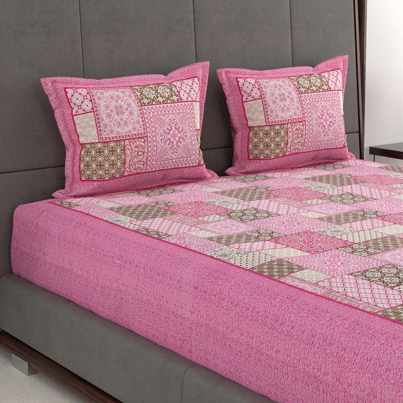 Buy Priti Patchwork Printed Bedsheet - Pink Bedsheets from Vaaree