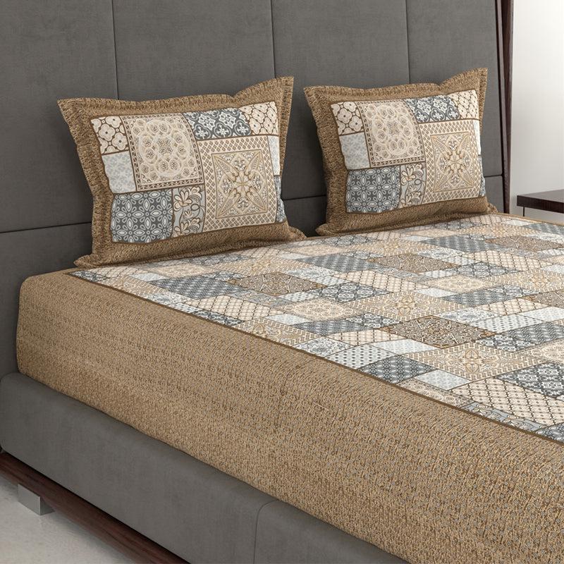 Buy Priti Patchwork Printed Bedsheet - Grey Bedsheets from Vaaree