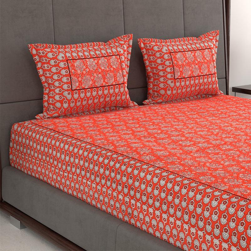 Buy Vidhu Printed Bedsheet - Red Bedsheets from Vaaree