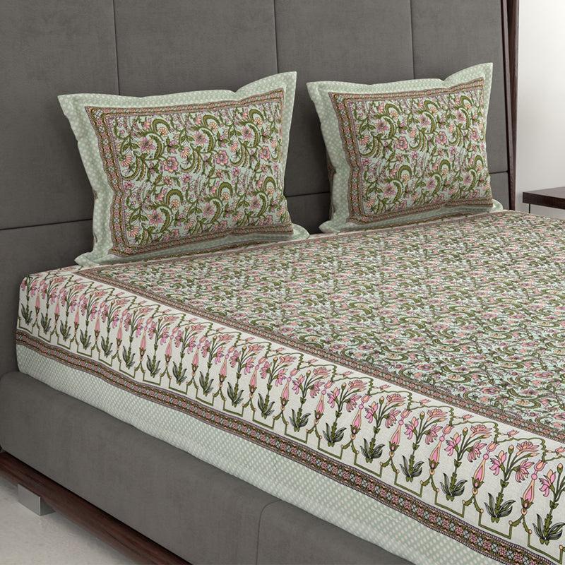 Buy Tridha Printed Bedsheet - Green Bedsheets from Vaaree