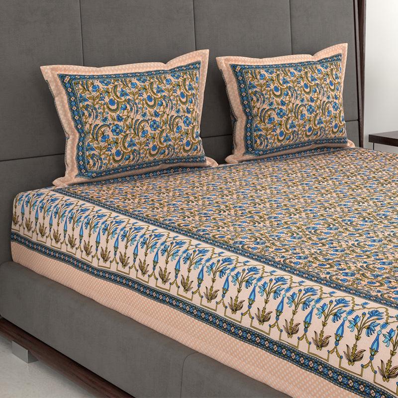 Buy Tridha Printed Bedsheet - Beige Bedsheets from Vaaree