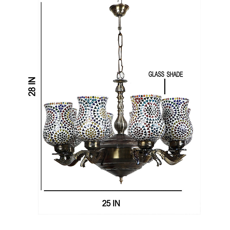 Buy Zava Vilona Mosaic Golden Antique Chandelier Ceiling Lamp from Vaaree