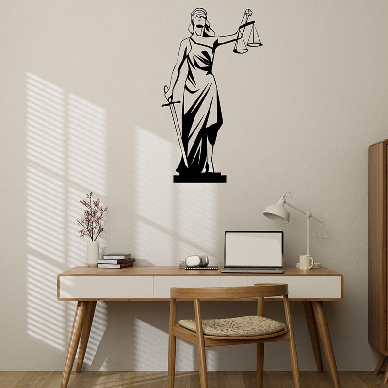 Wall Accents - Lady Justice Court Of Law Black Wall Art