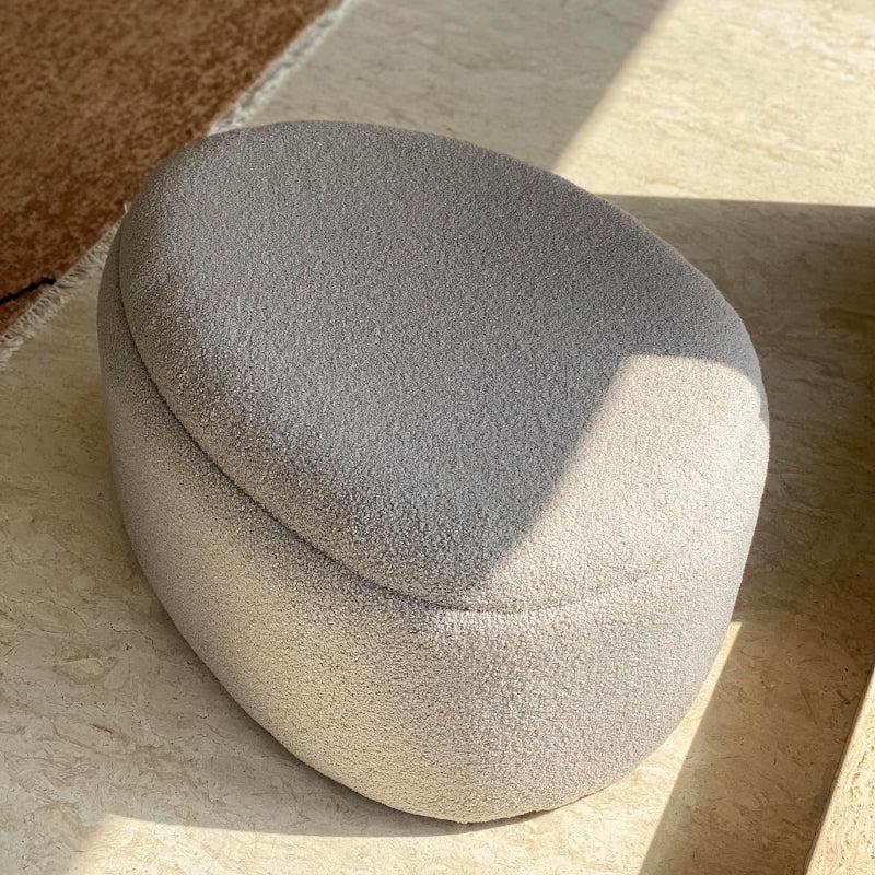 Buy Pebble Snuggle Boucle Pouffe With Storage - Grey Ottomans & Pouffe from Vaaree