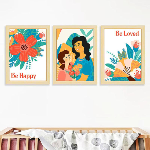 Wall Art & Paintings - Happy & Loved Wall Art - Set Of Three