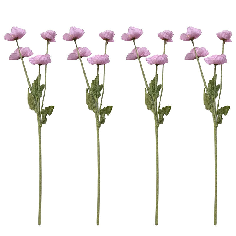 Buy Faux Iceland Poppy Rose Floral Bunch (Pink)- Set Of Four Artificial Flowers from Vaaree