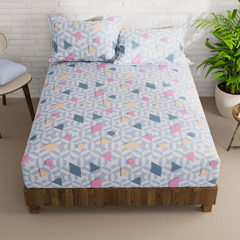 Buy Draco Geometric Bedsheet - Blue Bedsheets from Vaaree