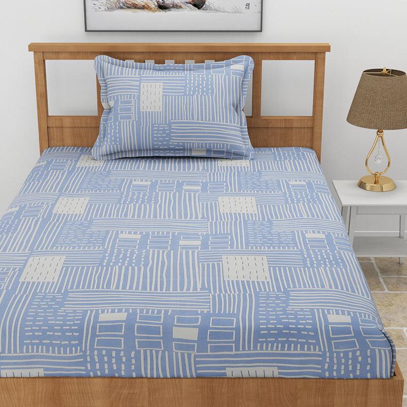 Bedsheets - Darby Abstract Bedsheet - Sky Blue