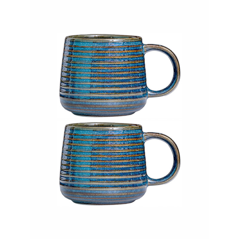 Buy Lucion Blue Stoneware Mug (340 ML) - Set Of Two Mug & Tea Cup from Vaaree