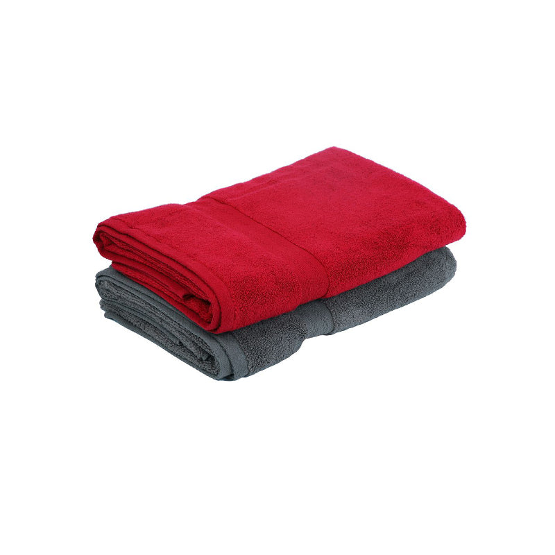 Buy Miorah Bath Towel (Red & Grey) - Set Of Two Bath Towels from Vaaree