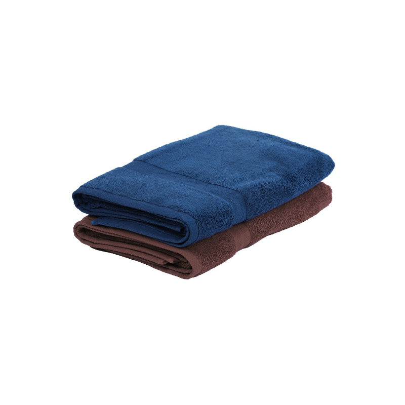 Buy Miorah Bath Towel (Blue & Brown) - Set Of Two Bath Towels from Vaaree