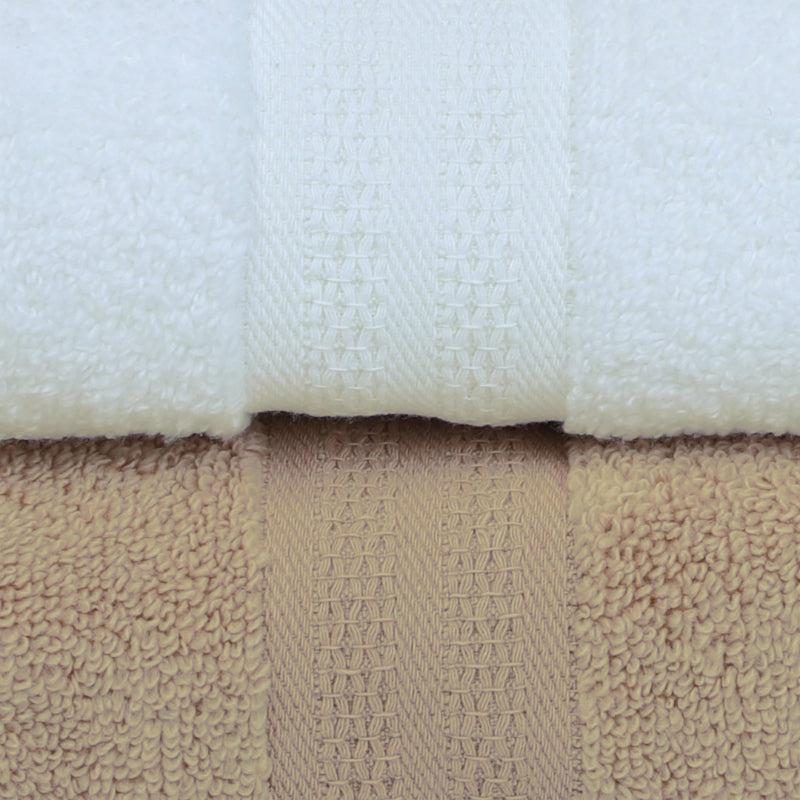 Buy Miorah Bath Towel (White & Beige) - Set Of Two Bath Towels from Vaaree