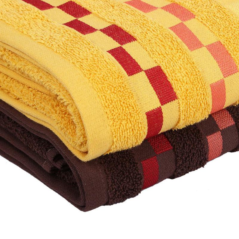 Buy Delpha Bath Towel (Yellow & Maroon) - Set Of Two Bath Towels from Vaaree