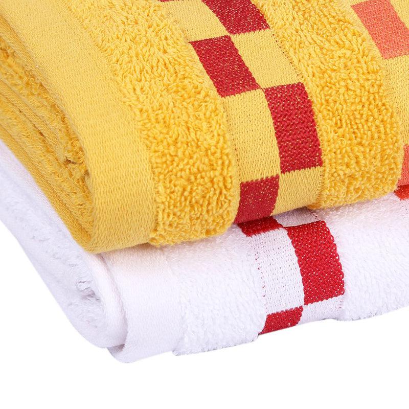 Buy Delpha Bath Towel (Yellow & White) - Set Of Two Bath Towels from Vaaree